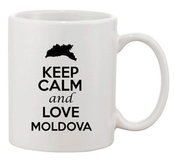 Keep Calm And Love Moldova Europe Country Map Patriotic Ceramic White Coffee Mug