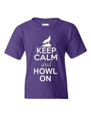 Keep Calm And Howl On Love Wolves Animal Lover Youth Kids T-Shirt Tee