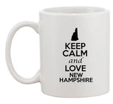 Keep Calm And Love New Hampshire Country Map Patriotic Ceramic White Coffee Mug