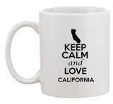 Keep Calm And Love California Country Map Patriotic Ceramic White Coffee Mug