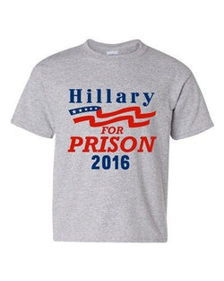 Hillary For Prison 2016 President Election Politics DT Youth Kids T-Shirt Tee