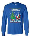 Long Sleeve Adult T-Shirt Dabbing Around The Christmas Tree Santa Xmas Funny DT