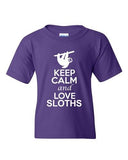 City Shirts Keep Calm And Love Sloths Animal Lover DT Youth Kids T-Shirt Tee