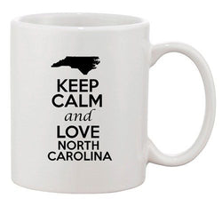 Keep Calm And Love North Carolina Country Map Patriotic Ceramic White Coffee Mug