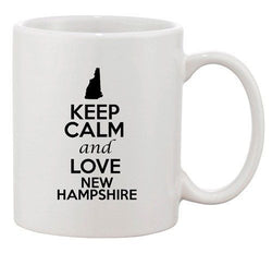 Keep Calm And Love New Hampshire Country Map Patriotic Ceramic White Coffee Mug