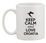 Keep Calm And Love Croatia Europe Country Map Patriotic Ceramic White Coffee Mug