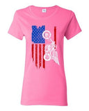 Ladies American Flag USA Motorcycle Motor Eagle Patriotic DT T-Shirt Tee