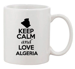 Keep Calm And Love Algeria Africa Country Map Patriotic Ceramic White Coffee Mug