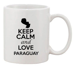 Keep Calm And Love Paraguay Country Map USA Patriotic Ceramic White Coffee Mug