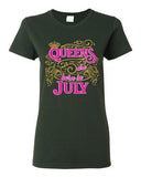 Ladies Queens Are Born In July Crown Birthday Funny DT T-Shirt Tee