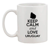 Keep Calm And Love Uruguay Country Map USA Patriotic Ceramic White Coffee Mug