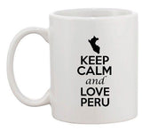 Keep Calm And Love Peru Lima Country Map USA Patriotic Ceramic White Coffee Mug