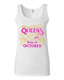 Junior Queens Are Born In October Crown Birthday Funny Sleeveless Tank Tops
