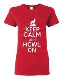 Ladies Keep Calm And Howl On Love Wolves Animal Lover T-Shirt Tee