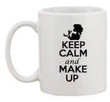 Keep Calm And Love Make Up Beautiful Beauty Girls Funny Ceramic White Coffee Mug