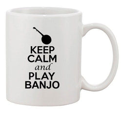 City Shirts Keep Calm And Play Banjo String Music Lover Ceramic White Coffee Mug