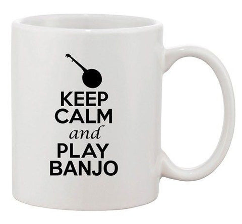 City Shirts Keep Calm And Play Banjo String Music Lover Ceramic White Coffee Mug