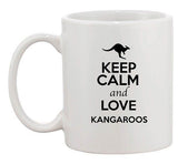 Keep Calm And Love Kangaroos Wild Animal Lover Funny Ceramic White Coffee Mug