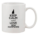 Keep Calm And Love New Hampshire Country Map Patriotic Ceramic White Coffee Mug