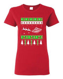 Ladies Alien UFO Spaceship Reindeer Ugly Christmas Xmas Funny DT T-Shirt Tee