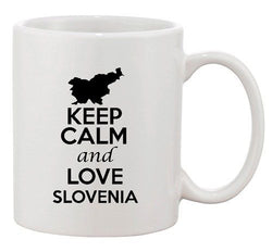 Keep Calm And Love Slovenia Country Map Patriotic Ceramic White Coffee Mug