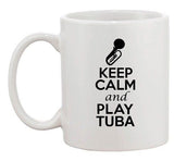 City Shirts Keep Calm And Play Tuba Brass Music Lover Ceramic White Coffee Mug