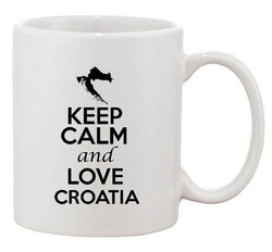 Keep Calm And Love Croatia Europe Country Map Patriotic Ceramic White Coffee Mug