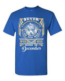 Never Underestimate Who Was Born In December Old Man Funny DT Adult T-Shirt Tee