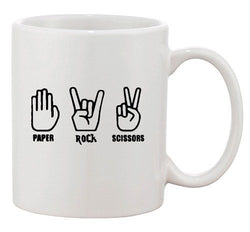 Paper Rock Scissors Game Music Band Funny Humor Ceramic White Coffee Mug