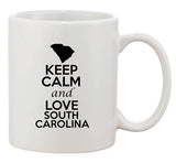 Keep Calm And Love South Carolina Country Map Patriotic Ceramic White Coffee Mug