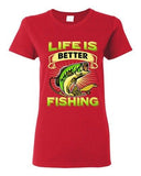Ladies Life Is Better Fishing Fish Sea Sailing Animal Funny DT T-Shirt Tee