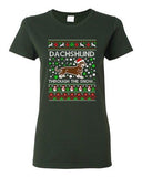 Ladies Dachshund Through The Snow Dog Hat Ugly Christmas Funny DT T-Shirt Tee