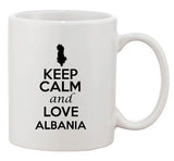 Keep Calm And Love Albania Tirana Country Map Patriotic Ceramic White Coffee Mug