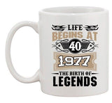 Life Begins At 40 1977 The Birth Of Legends Myth Funny DT Coffee 11 Oz White Mug