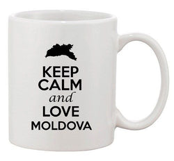 Keep Calm And Love Moldova Europe Country Map Patriotic Ceramic White Coffee Mug