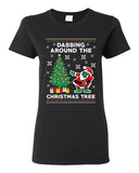 Ladies Dabbing Around The Christmas Tree Santa Ugly Xmas Funny DT T-Shirt Tee