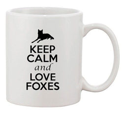 Keep Calm And Love Foxes Fox Wolf Animal Lover Funny Ceramic White Coffee Mug