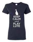 City Shirts Ladies Keep Calm And Play Lute String Music Lover DT T-Shirt Tee