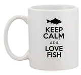 Keep Calm And Love Fish Ocean Sea Fishing Animal Lover Ceramic White Coffee Mug