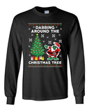 Long Sleeve Adult T-Shirt Dabbing Around The Christmas Tree Santa Xmas Funny DT