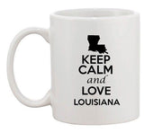 Keep Calm And Love Louisiana Country Map USA Patriotic Ceramic White Coffee Mug