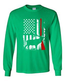 Long Sleeve Adult T-Shirt Deer Antlers Gun Hunting American Flag Patriotic DT