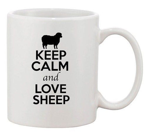 Keep Calm And Love Sheep Ram Farm Animal Lover Funny Ceramic White Coffee Mug
