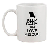 Keep Calm And Love Missouri Country Map USA Patriotic Ceramic White Coffee Mug