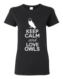 City Shirts Ladies Keep Calm And Love Owls Birds Animal Lover DT T-Shirt Tee