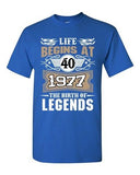 Life Begins At 40 1977 The Birth Of Legends Myth Age Funny DT Adult T-Shirt Tee