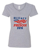 V-Neck Ladies Hillary For Prison 2016 President Election Politics T-Shirt Tee