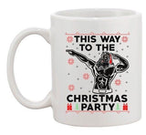 This Way To The Christmas Party Santa Flex Ugly Xmas Funny DT Coffee 11 Oz Mug