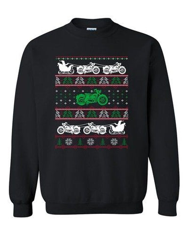 Motorcycle Bike Sleigh Santa Claus Ugly Christmas Funny DT Crewneck Sweatshirt