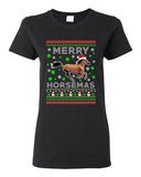 Ladies Merry Horsemas Horse Animals Ride Ugly Christmas Funny DT T-Shirt Tee